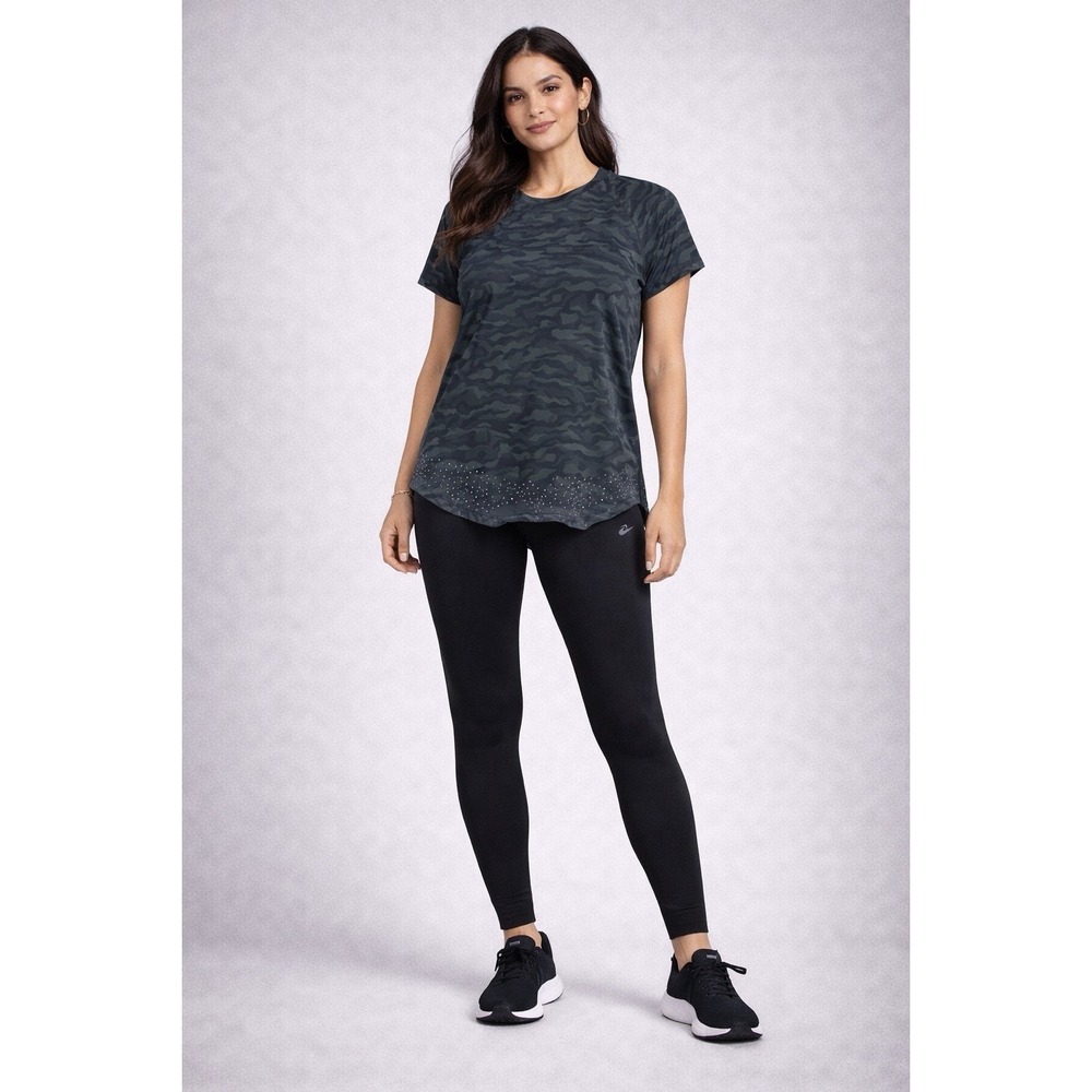 LULULEMON Womens Quick Pace Short Sleeve Top Womens 6 Sequoia Camo‎ Deep Coal